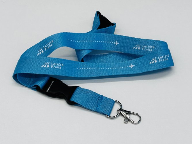 Lanyard Letiště Praha - Barva: Světle modrá